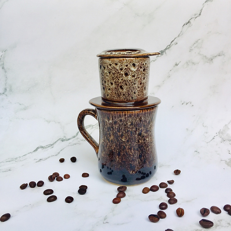Bộ phin pha cà phê - Phin cà phê - Ly pha cà phê - Cốc pha cà phê - cafe Gốm sứ cao cấp men hỏa biến nhiều màu sắc dáng ly cốc cao
