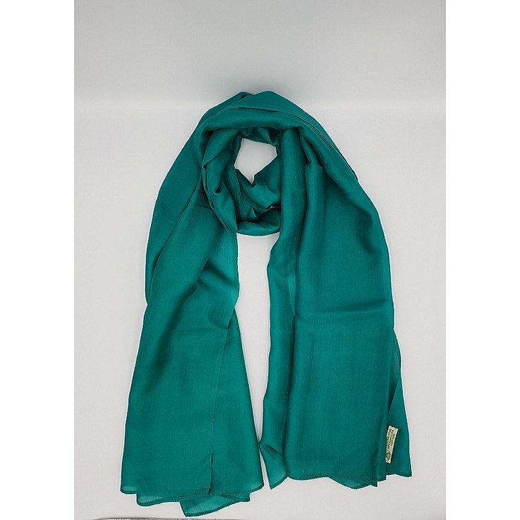 Khăn lụa tơ tằm 100% - màu xanh lá đậm - NXKL004