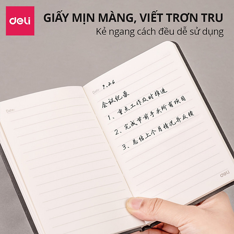 Sổ Tay Bìa Da Kẻ Ngang Mini A6 (192 trang) - Ảnh 3