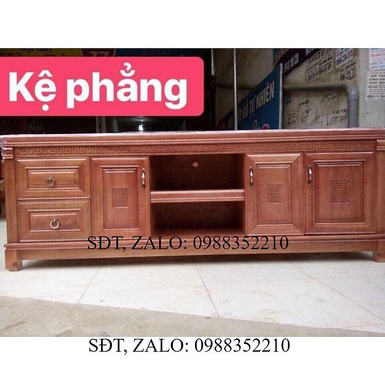 kệ tivi dài 2m bằng gỗ xoan đào