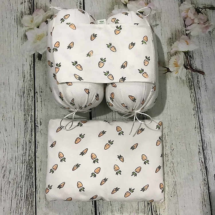 Bộ gối đầu và chặn bông Mipbi sơ sinh cho bé