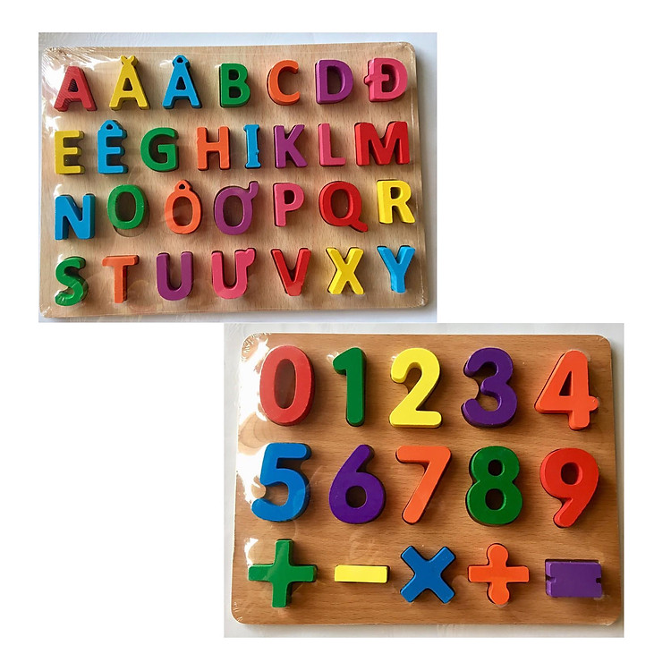 Combo bảng chữ và số nổi hàng Việt Nam cao cấp 20x30 cm cho bé