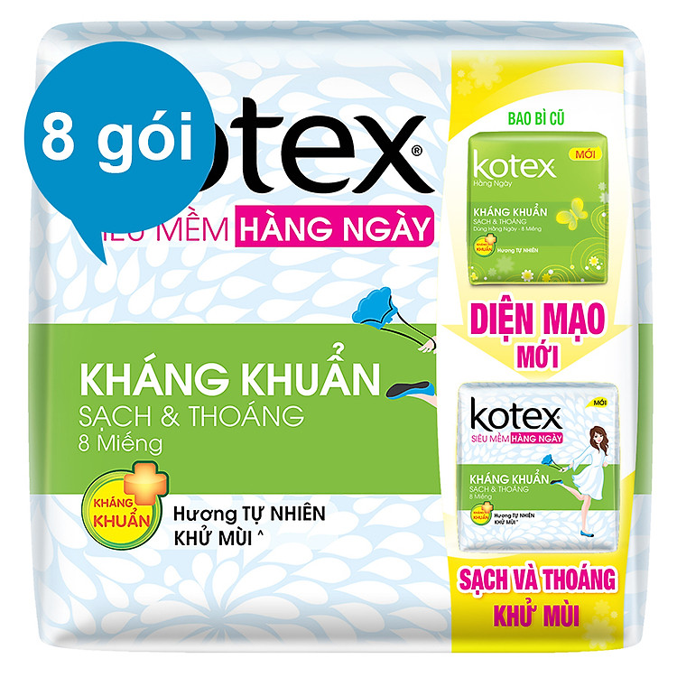 Combo 8 Gói Băng Vệ Sinh Hàng Ngày Hương Tự Nhiên Kháng Khuẩn (8 x 48)