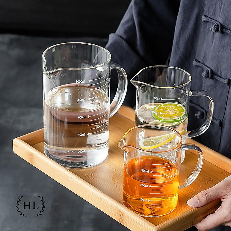 Ca Đong Thủy Tinh Định Lượng Kèm Nắp Gỗ Tre (250ml) - Ảnh 3