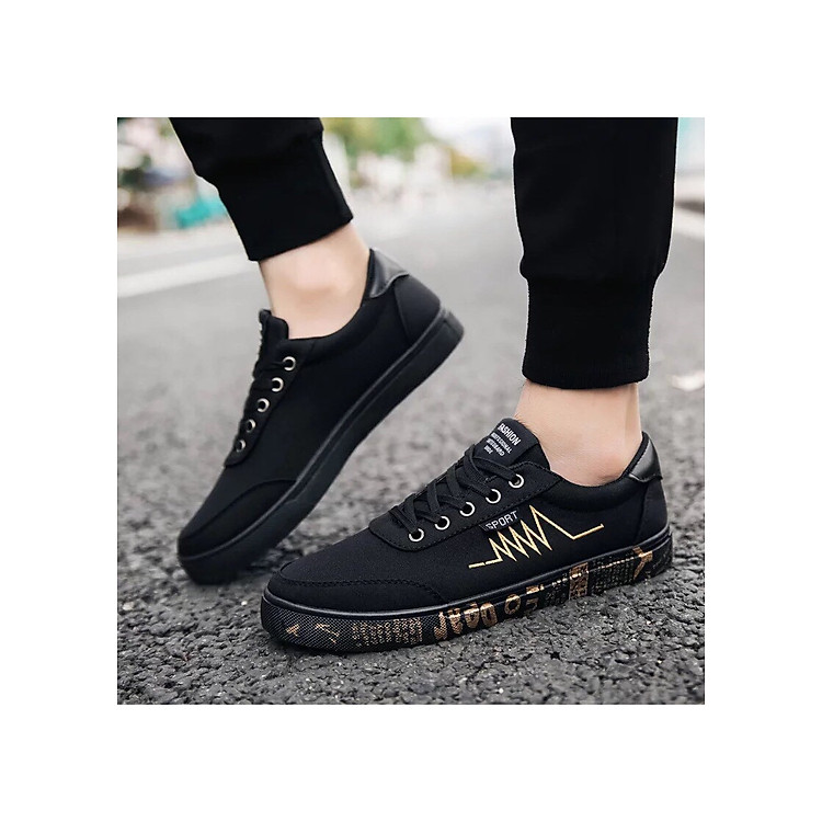 Giày Vải Nam Sneaker Nhịp Tim Viền Chữ Năng Động Mẫu Mới BT13