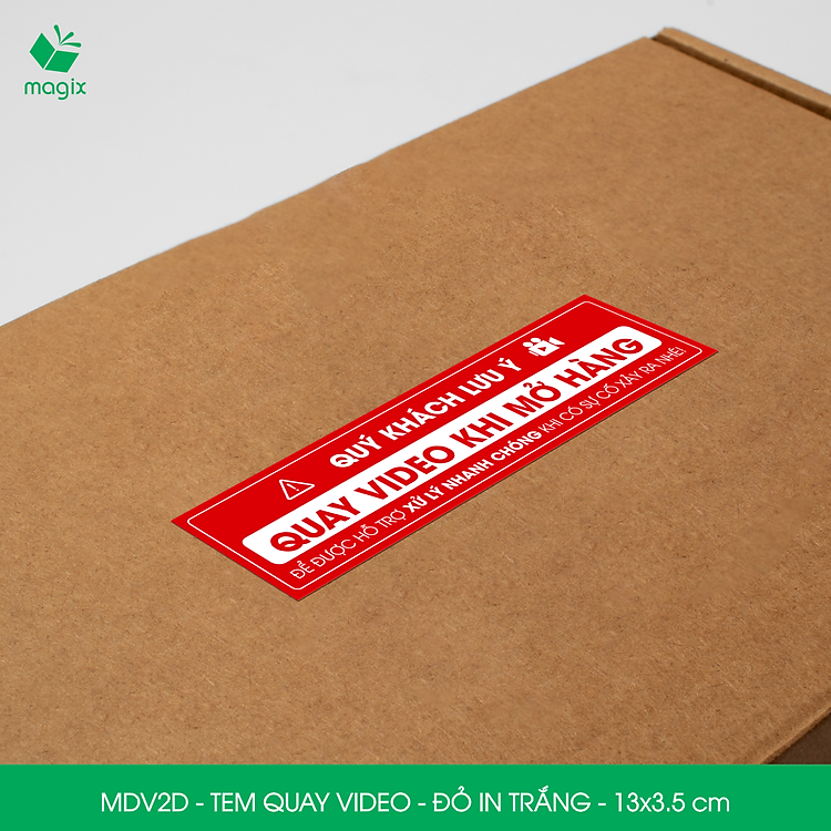 Tem chú ý quay video trước khi mở hàng (500 tem) - Đỏ in trắng - 13x3,5 cm - Ảnh 2