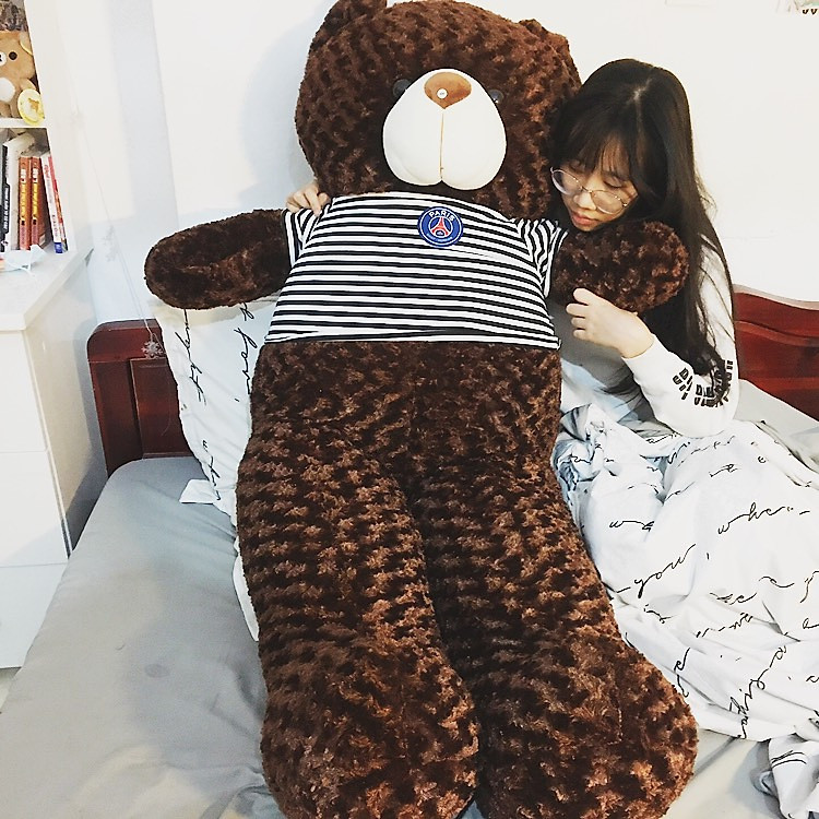 Thú bông Gấu Teddy màu nâu đen siêu to khổng lồ - Khổ vải 1M8 cao 1M6