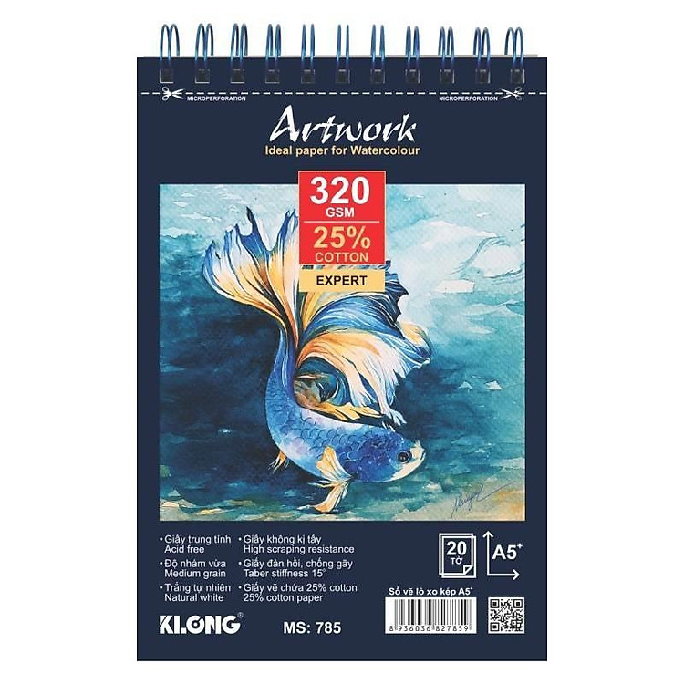 Sổ Vẽ Màu Nước KLONG A5+ (20 tờ) - Ảnh 3
