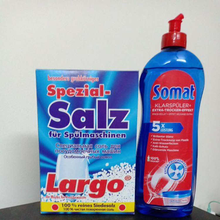 Combo hộp muối làm mềm nước + chai bóng Somat 750 ml - Đức