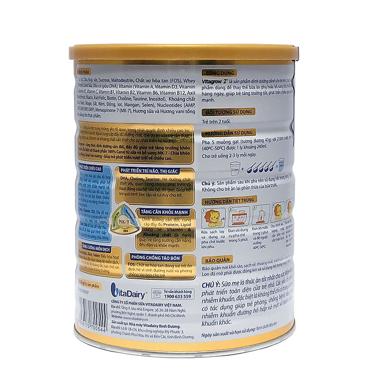 Sữa Bột Vitadairy Vitagrow 2+ 900g Đảm bảo Giá tốt - Hình ảnh 3