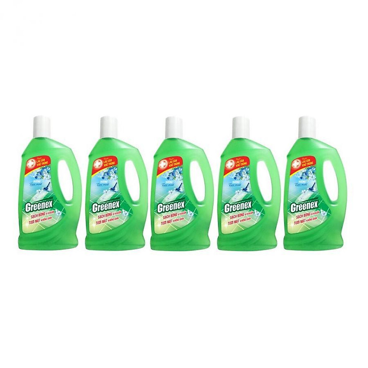 Combo 5 chai Nước Lau Sàn Diệt Khuẩn Greenex Hương Tươi Mát chai 950ml