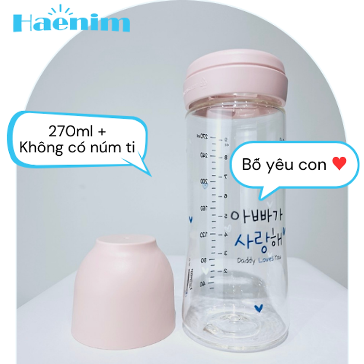 Bình sữa Haenim PA All-in-One size 270ml - Không bao gồm núm hút <Có quà tặng kèm>
