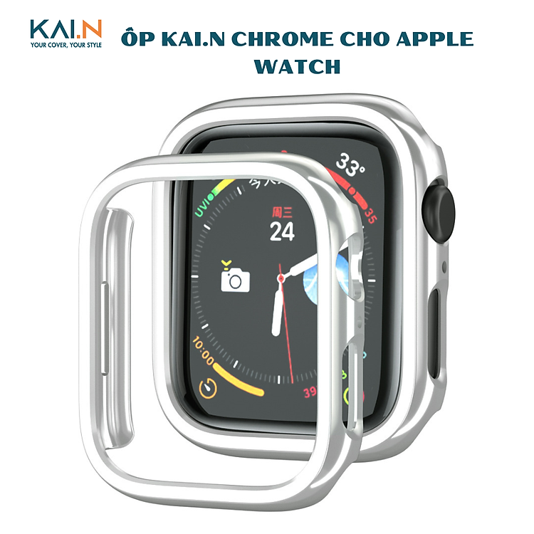 Ốp Case Siêu Mỏng Mạ Tĩnh Điện Dành Cho Apple Watch Ultra 2/ Ultra/ 4/5/6/7/8/9/10/ SE, Kai.N Chrome- Hàng chính hãng