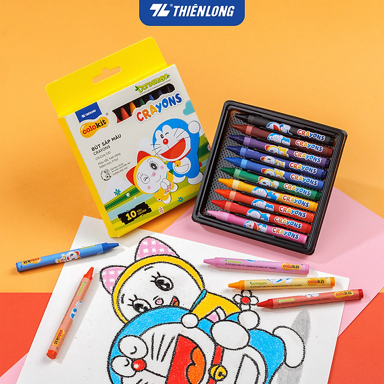 Bút Sáp Màu Thiên Long Doraemon CR-C04/DO (10 màu)