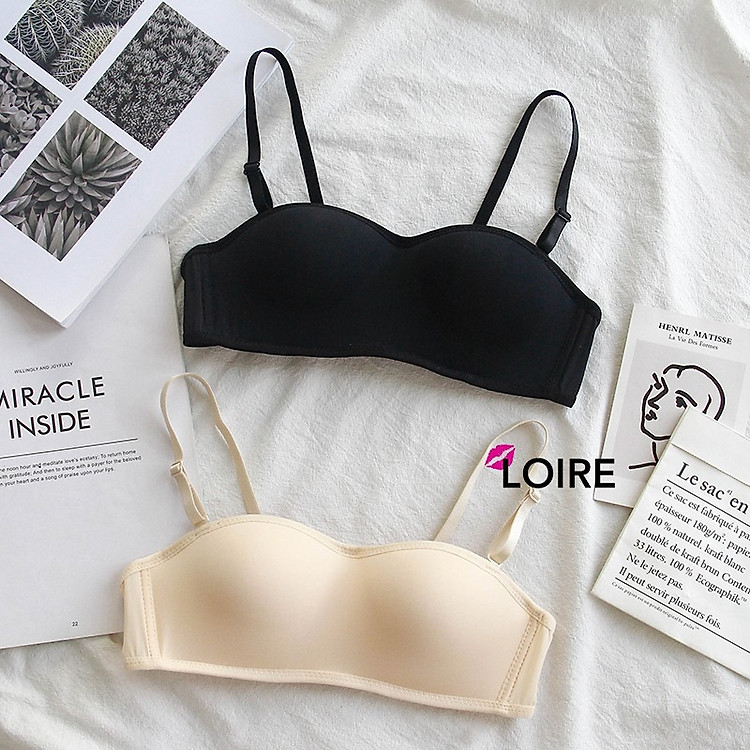 Áo Lót Chống Tụt Đệm Mỏng LOIRECHIC BRQ02 Dây Đầm Có Viền Cao Su Tặng kèm dây áo