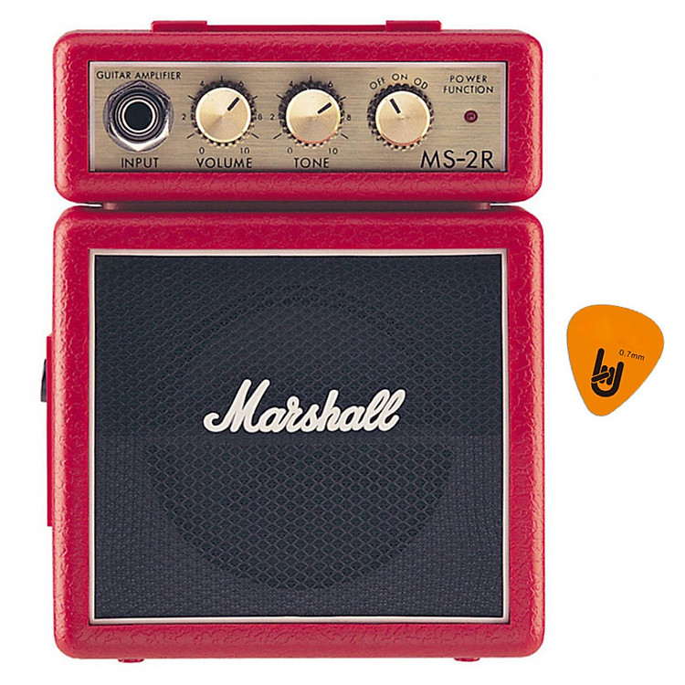 Ampli Đàn Guitar Mini Micro Marshall MS-2R Kèm Pick, Pin 9V (Amplifier Clean, Overdrive Effects - Amly - Amli - Bộ khuếch đại Loa Amply 1W)