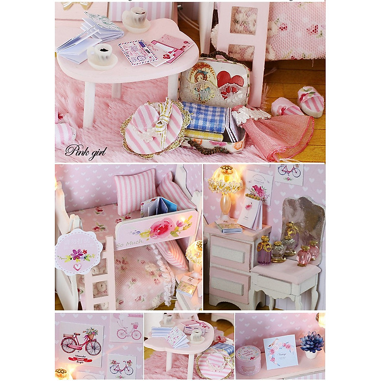 Nhà búp bê Ngôi nhà thu nhỏ Pink Girl Chính hãng Ưu đãi - Hình ảnh 4
