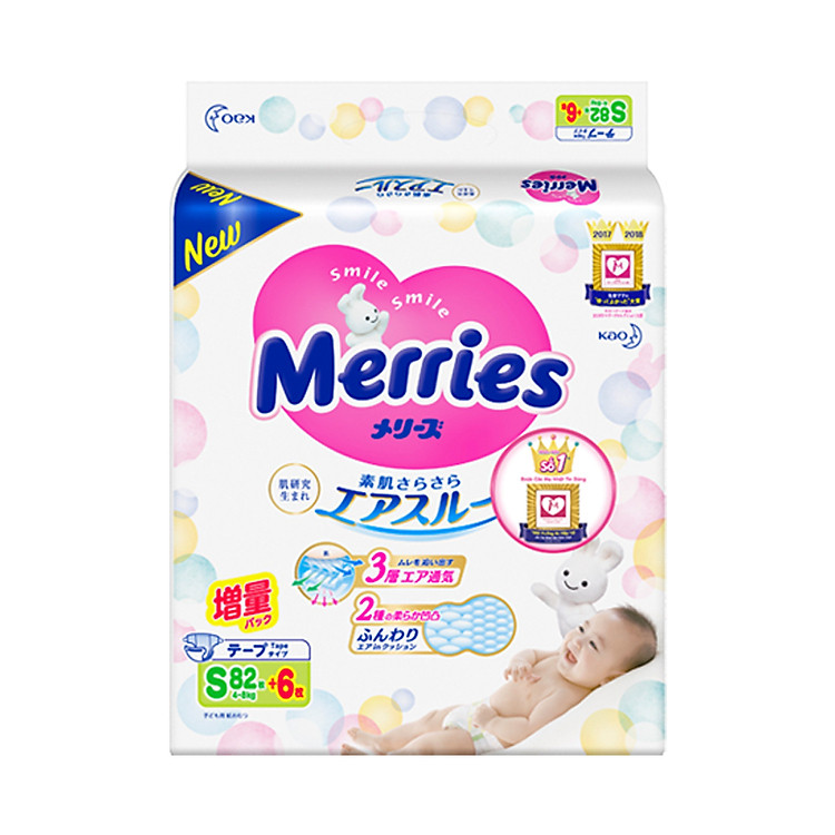 Combo 2 Tã dán Merries size S Chính hãng Giá tốt