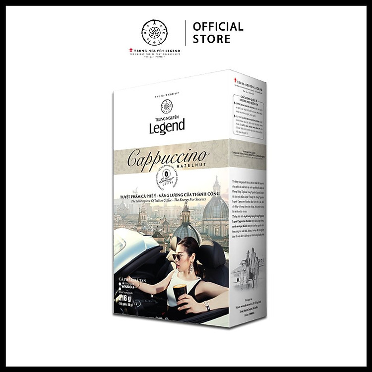 Trung Nguyên Legend - Cà phê hoà tan rang xay Cappuccino Hazelnut - Hộp 12 gói x 18gr