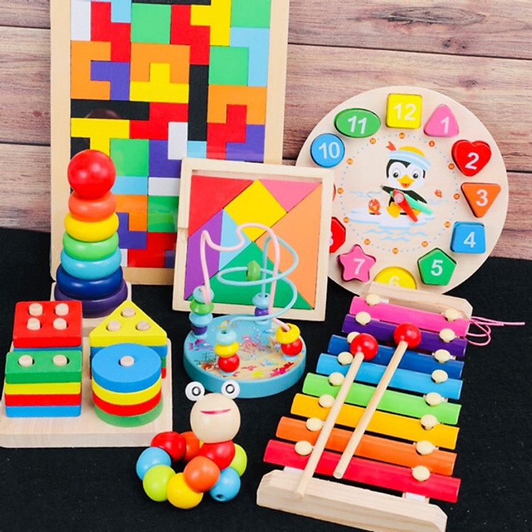 Combo 8 món đồ chơi gỗ an toàn Chính hãng Tiết kiệm