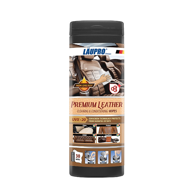 Khăn Ướt Cao Cấp Läupro - Lau Dưỡng Bề Mặt Đồ Da - 30 Khăn (Laupro)