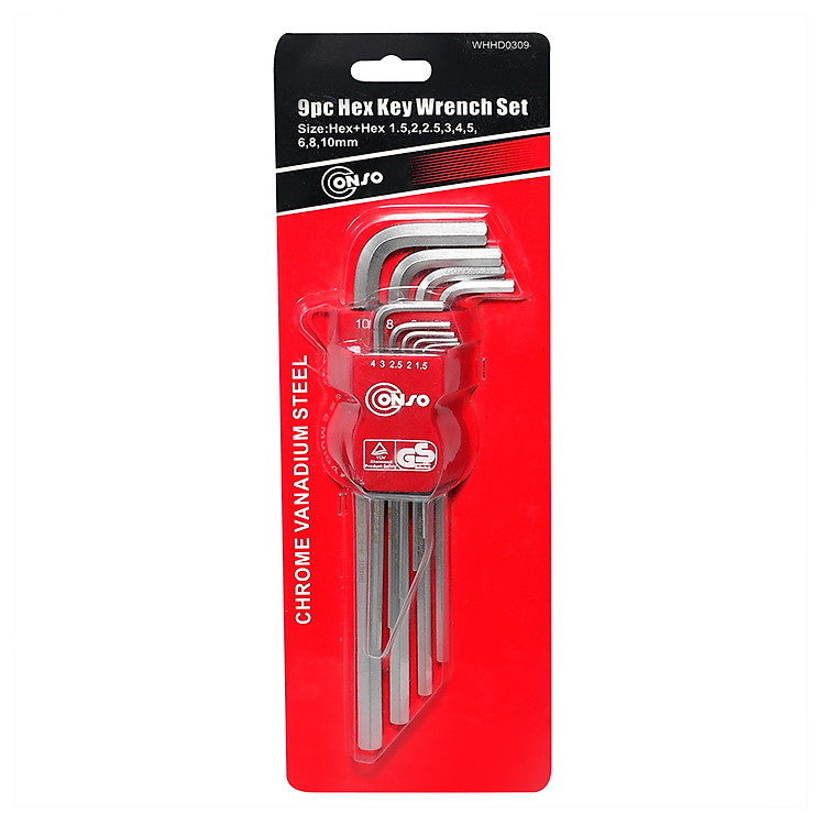Bộ Lục Giác Đầu Bằng Conso 9 Chi Tiết WHHD0309 (1.5-10mm)