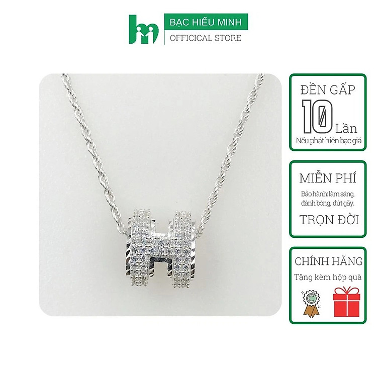Dây Chuyền Vòng Cổ Bạc Chuẩn 925 Xoắn Kép Chữ H Phay Máy Sang Trọng Sáng Đẹp BẠC HIỂU MINH DMD456