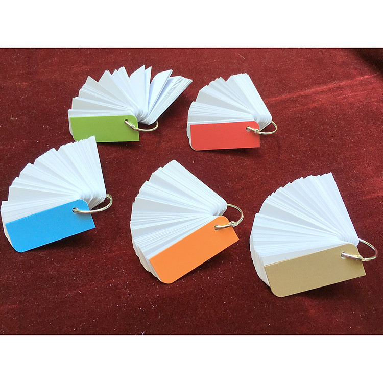 5 bộ thẻ flashcard trắng mỗi xấp 100 thẻ 3x8 SIÊU DÀY VÀ SIÊU CỨNG giấy ivory 350gsm//bristol 350gsm tặng kèm 5 khoen 4cm và 10 bìa ánh kim 4D dùng để ghi từ vựng (giấy giao ngẫu nhiên)