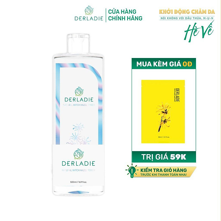 Toner Derladie Natural Witch Hazel Toner Ngừa Mụn, Làm Sạch Da 500ml