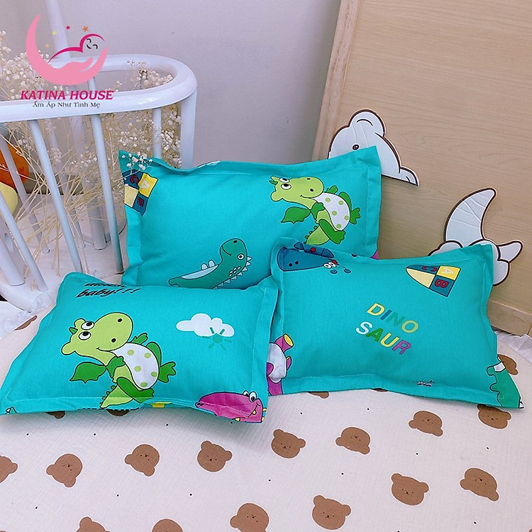Gối cho bé sơ sinh và trẻ nhỏ Katina House, vải Cotton TL mềm mát, họa tiết gần gũi