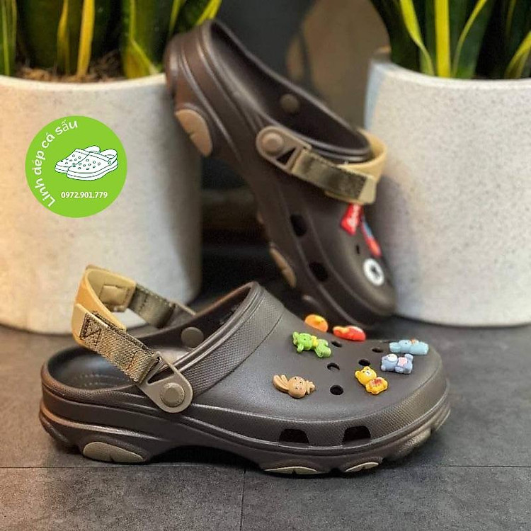Dép sục cross nam nữ oflaod màu nâu đi mưa, thoáng, bền, hàng xịn, full box