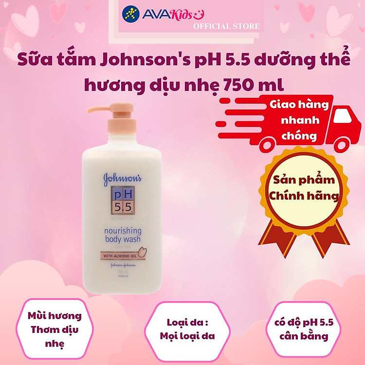 Sữa tắm Johnson's pH 5.5 dưỡng thể hương dịu nhẹ 750 ml
