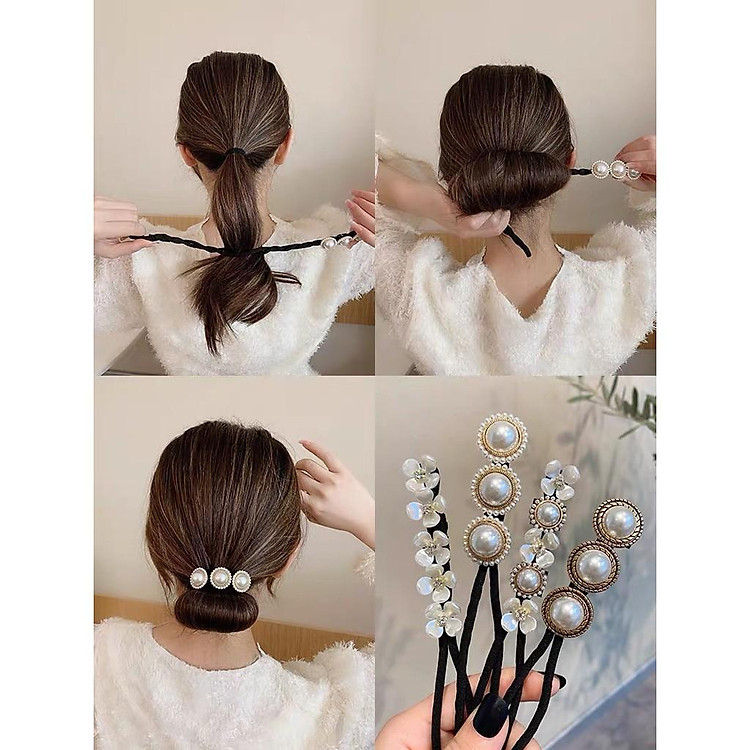 Dụng cụ kẹp búi tóc quấn tóc dẻo củ tỏi thông minh , kẹp tóc ngọc uzzlang hot trend hàn quốc