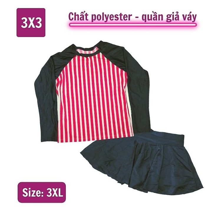 Đồ bơi bé gái tay dài đáng yêu 45-60kg, quần giả váy- tay dài cho bé bơi lâu mà không sợ lạnh