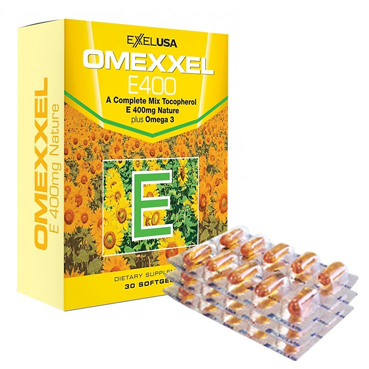 Thực Phẩm Chức Năng Viên Uống Bổ Sung Vitamin E Giúp Đẹp Da, Chống Lão Hóa, Hỗ Trợ Tim Mạch Omexxel E400 (30 Viên / Hộp)
