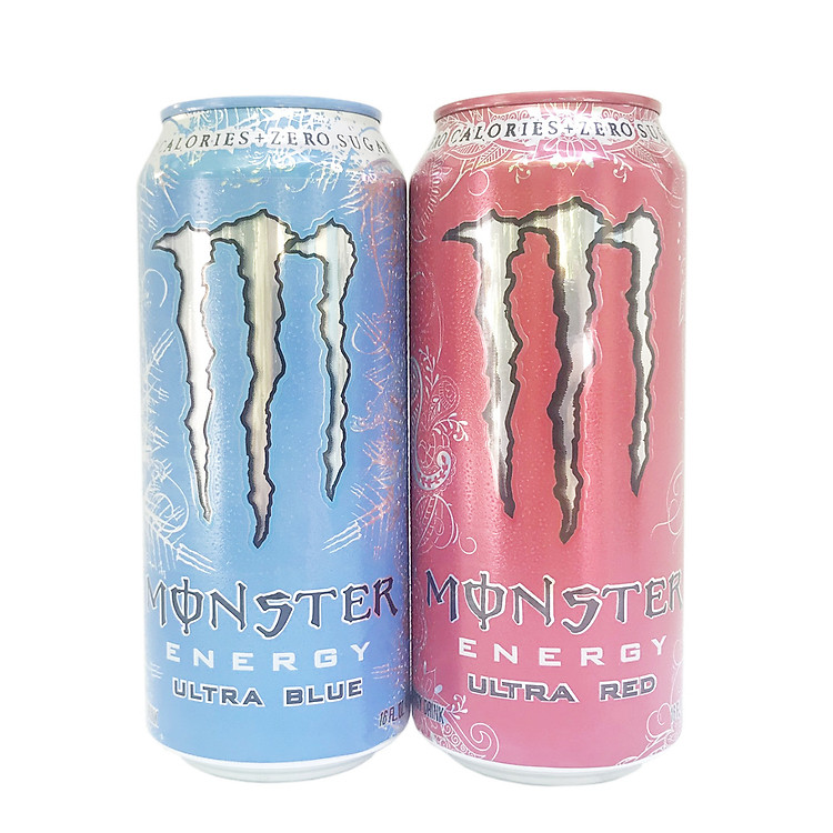 Combo 2 lon nước tăng lực Monster Energy Ultra Red + Blue 473 ml