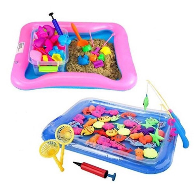 Bộ Cát Động Học, Cát Nặn Cho Bé Tặng Kèm Bộ Câu Cá Và Chong Chóng Đồ Chơi