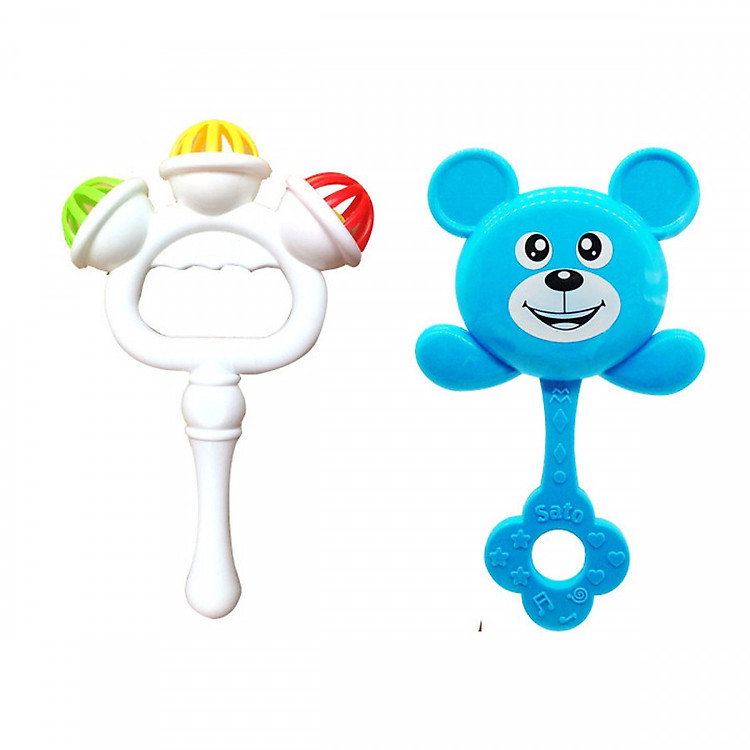Đồ Chơi Sơ Sinh_Combo 2 Xúc Xắc Lục Lạc Gấu Và Chuông Cho Bé