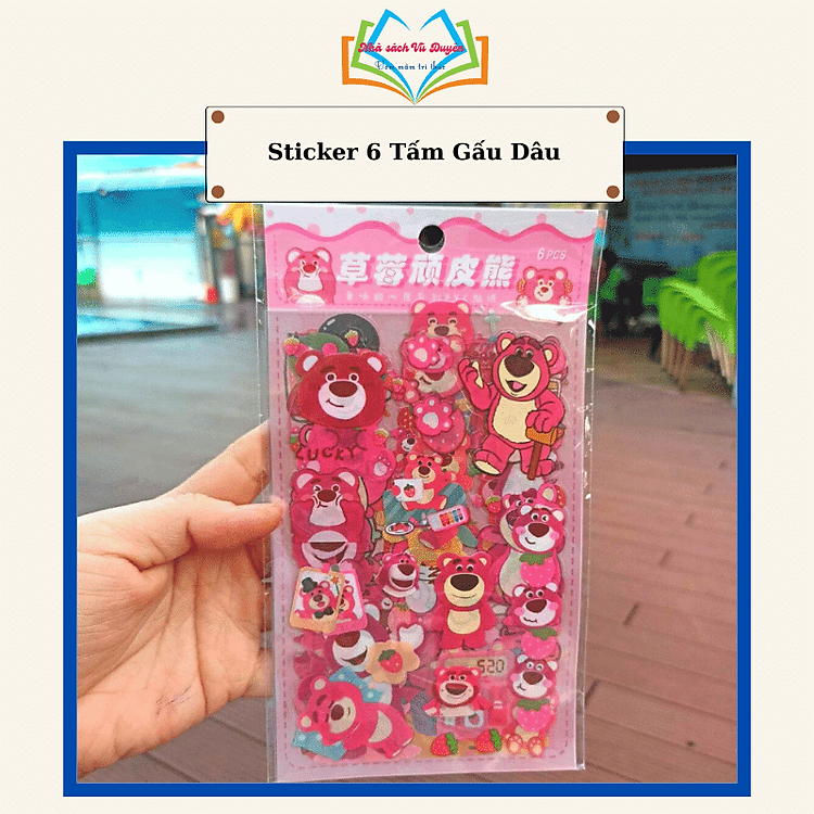 Sticker hình gấu dâu (6 tấm) - Ảnh 3