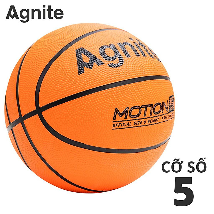 Bóng rổ cao su Agnite cỡ số 5 - Thể thao vận động tập luyện thi đấu trong nhà và ngoài trời - Phù hợp cho cả trẻ em - Màu cam - Hàng chĩnh hãng - F1102