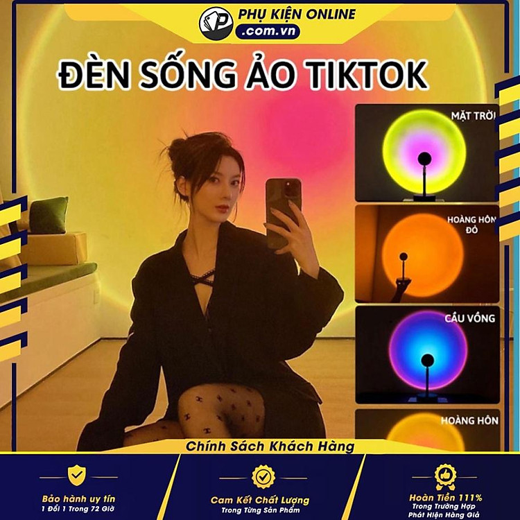 Đèn hoàng hôn sunset 4&16 màu có điều khiển chuyển đổi màu hiệu ứng mặt trời, cầu vồng để chụp ảnh sống ảo quay tiktok >