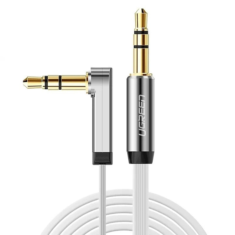 UGREEN 3.5Mm Male Ra 3.5Mm Male Right Angle Flat Cáp Gold Plated Màu Trắng 1M Av119-10757 - HÀNG CHÍNH HÃNG