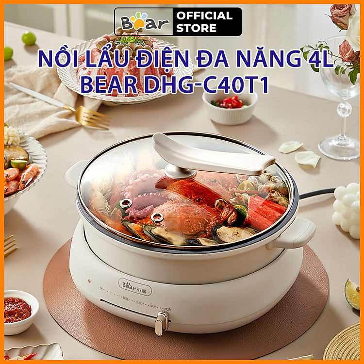 Nồi lẩu đa năng chiên xào 4L Bear DHG-C40T1 - Hàng Chính Hãng