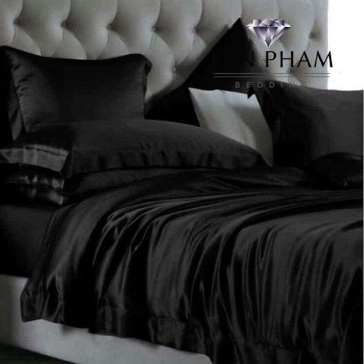 Drap Giường Ga Giường Lẻ Phi Lụa Lan Pham Bedding Mát Mịn - Đen