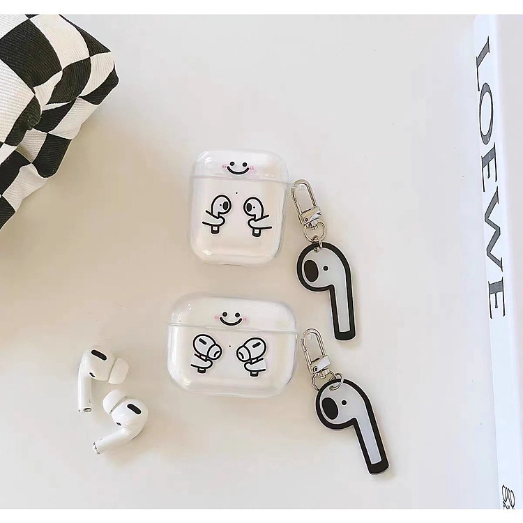 Case TPU dành cho Airpods 1,2/ Airpods Pro/ Airpods 3/Airpods Pro 2 Hình Tai Nghe Kèm Khóa Treo_ Hàng Chính Hãng