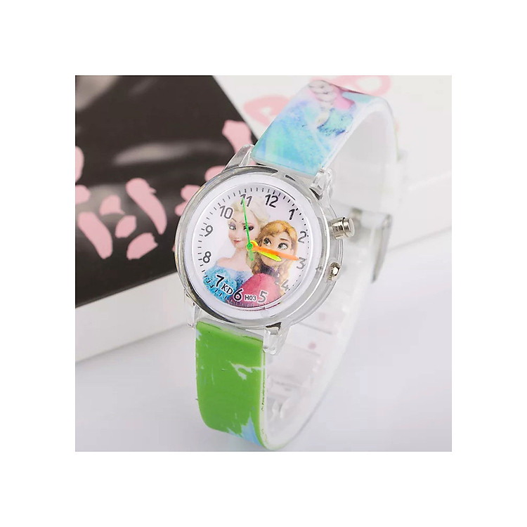 Đồng hồ Elsa & Anna dây silicon phát sáng nhiều màu sắc cho bé gái – DH013