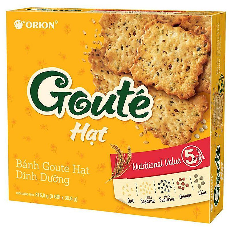 Bánh Hạt Dinh Dưỡng Goute Hộp 316.8G (8 Gói x 39.6G) - 8936036027518