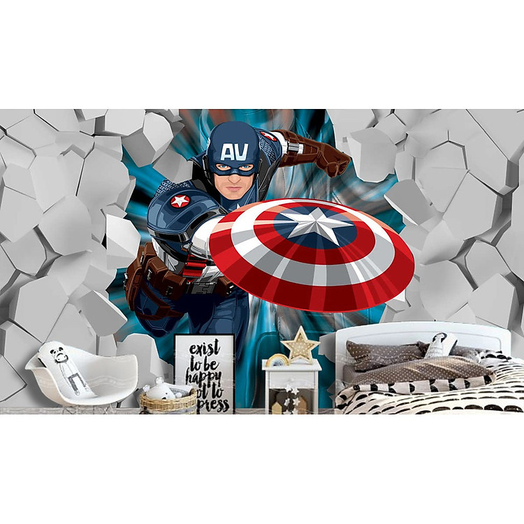(HCM) Tranh dán tường 3d người nhện, robot, batman tarng trí phòng bé có sẵn keo, dễ dán