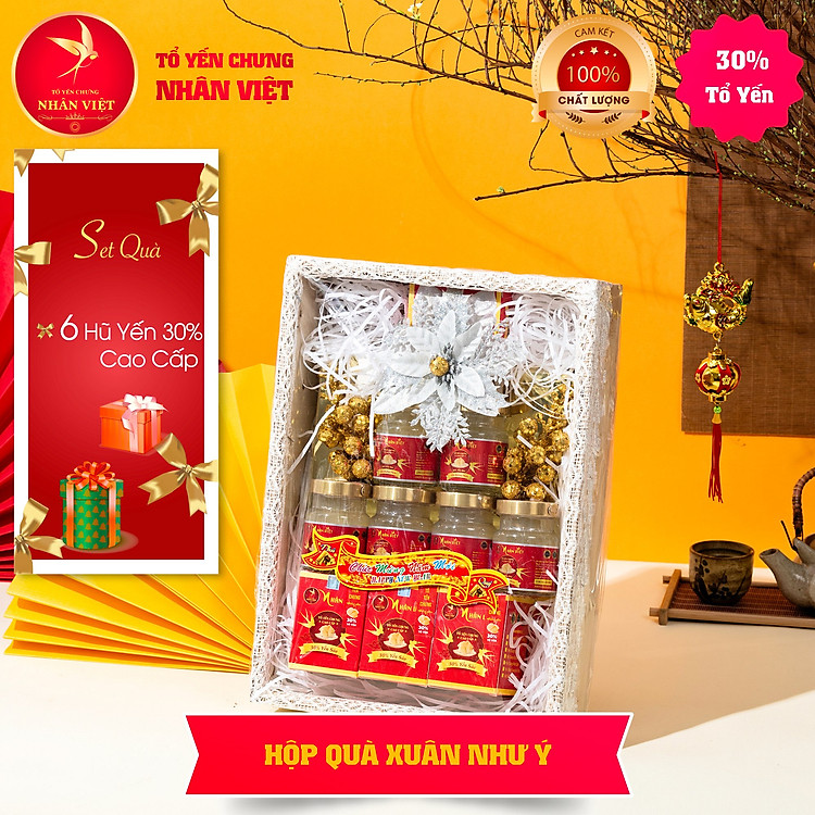 HỘP QUÀ TẾT YẾN SÀO NHÂN VIỆT XUÂN 2026 (30% YẾN) - MẪU 01