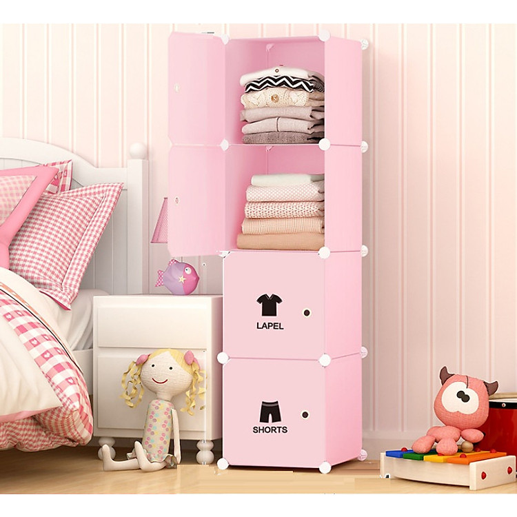 Tủ đầu giường lắp ghép 4 ô nhỏ gọn